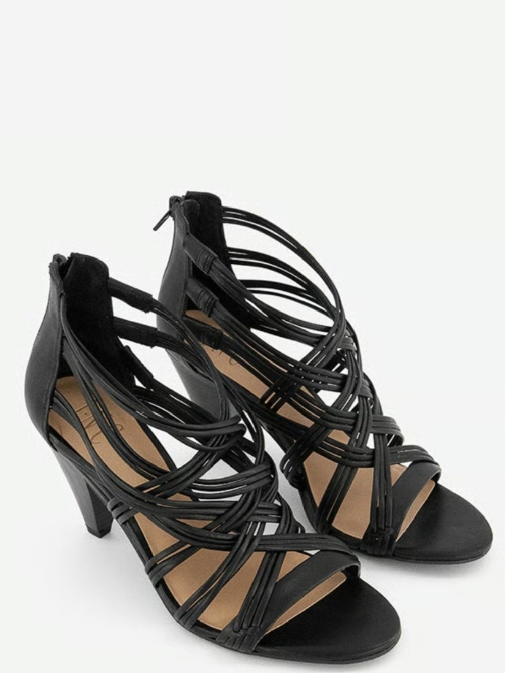 Black Strappy High Heel Sandals - Women